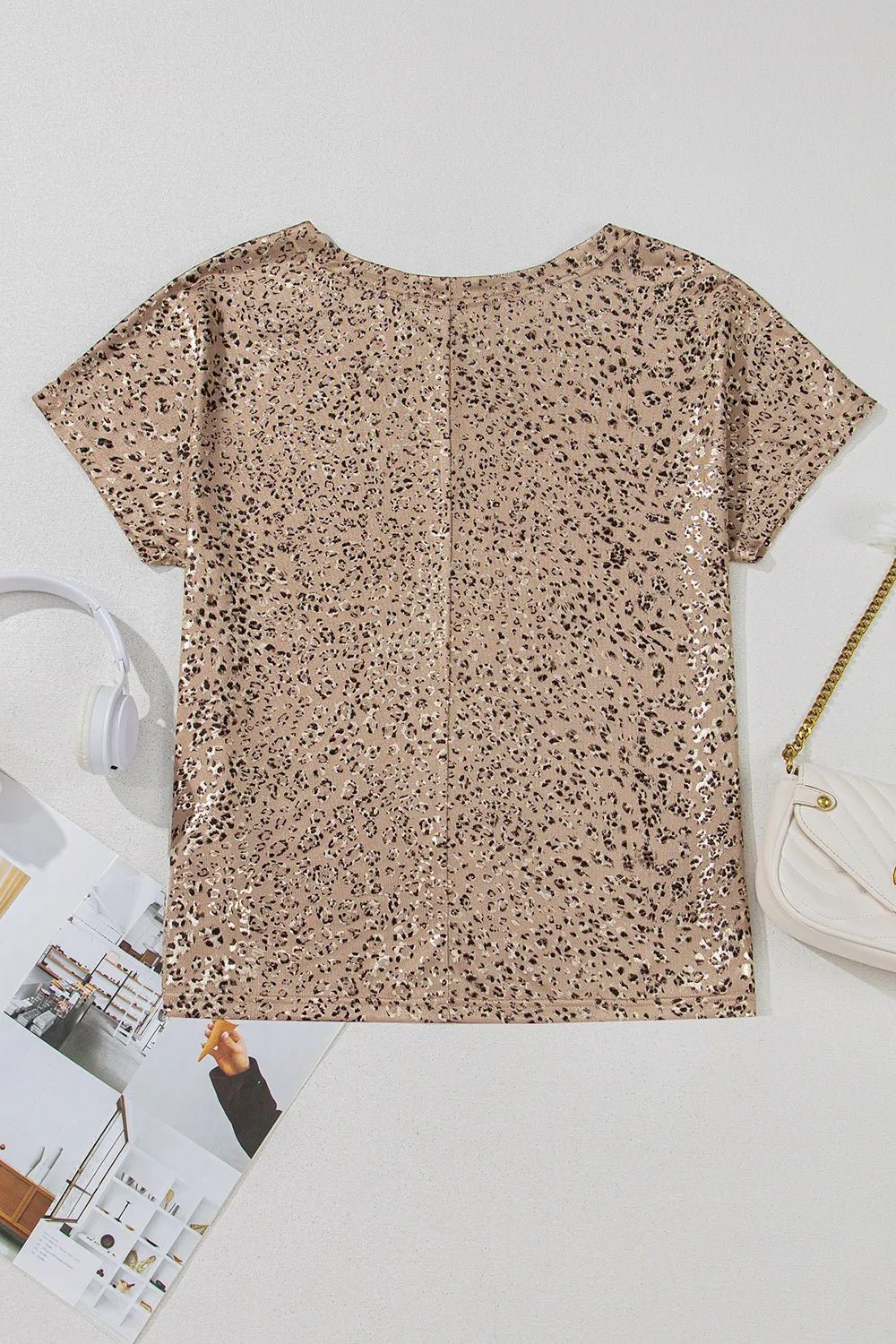Parchment Shimmer Leopard Print Dolman Sleeve T Shirt - Flip Flop Dynasty