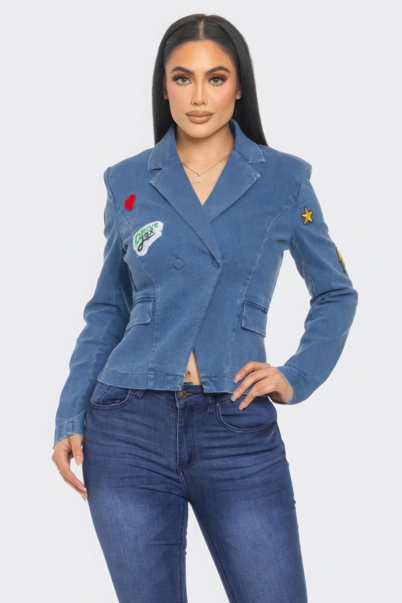 Patch It Up Denim Blazer Jacket - Flip Flop Dynasty