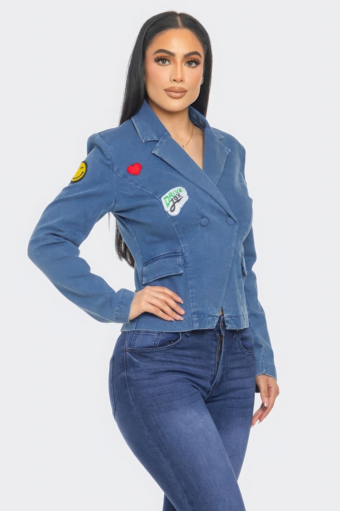 Patch It Up Denim Blazer Jacket - Flip Flop Dynasty