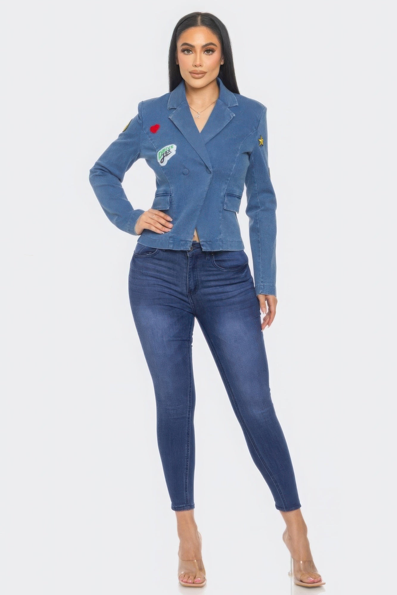 Patch It Up Denim Blazer Jacket - Flip Flop Dynasty