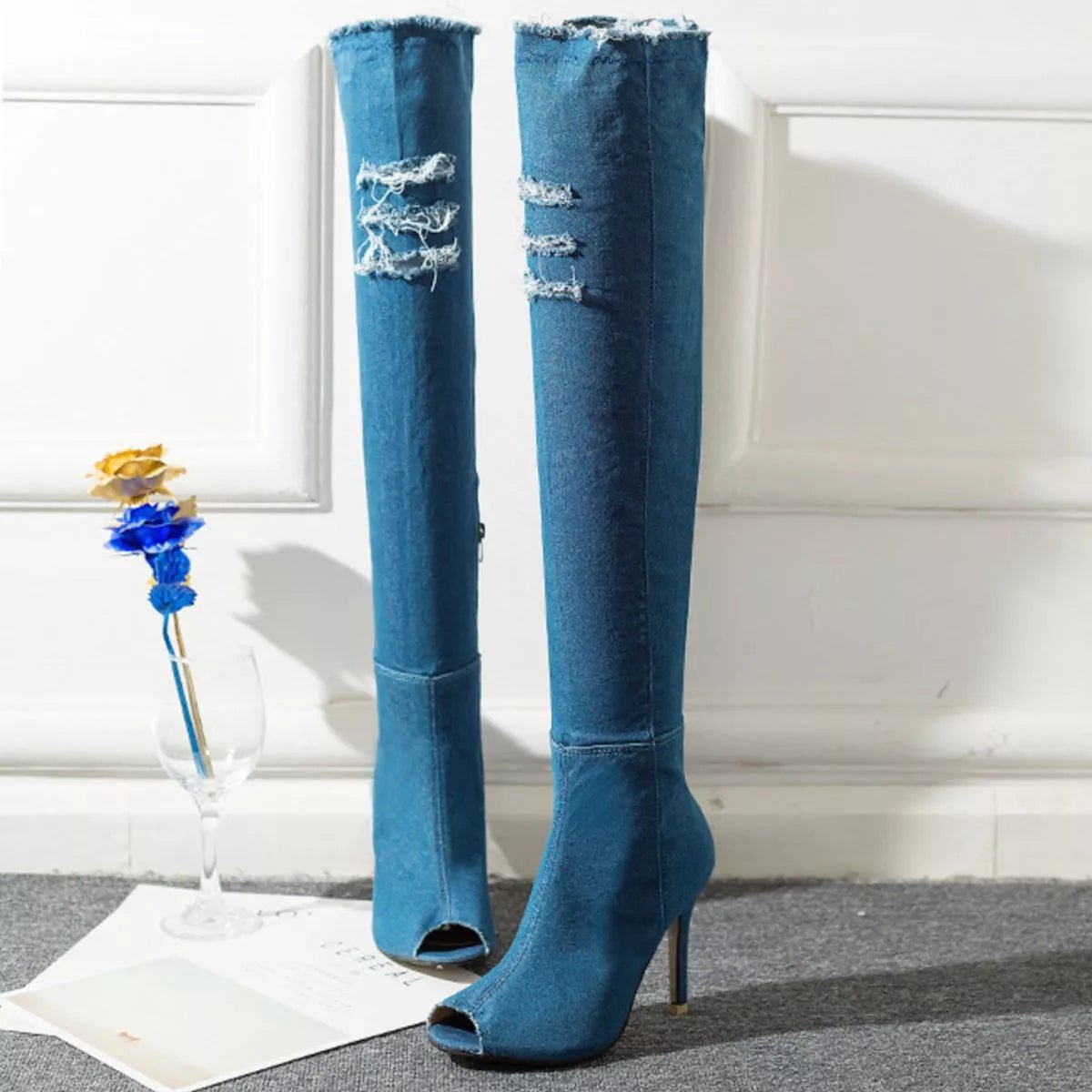 Peep Toe Stiletto Boots - Flip Flop Dynasty