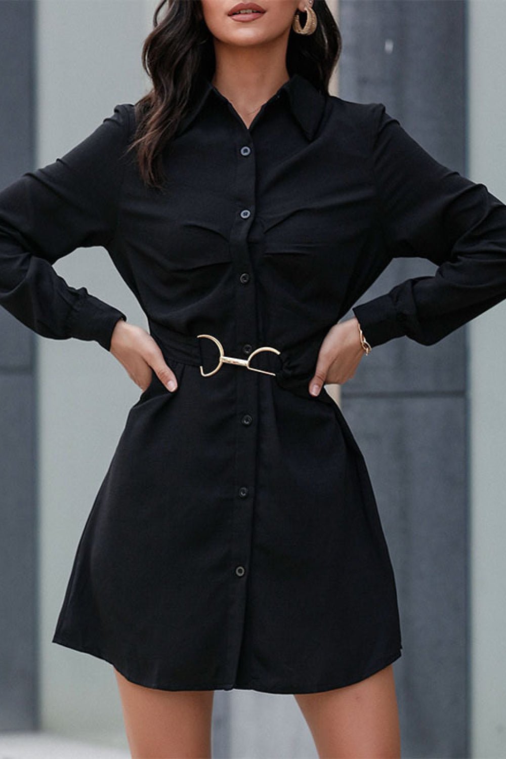 Perfee Belted Mini Shirt Dress - Flip Flop Dynasty