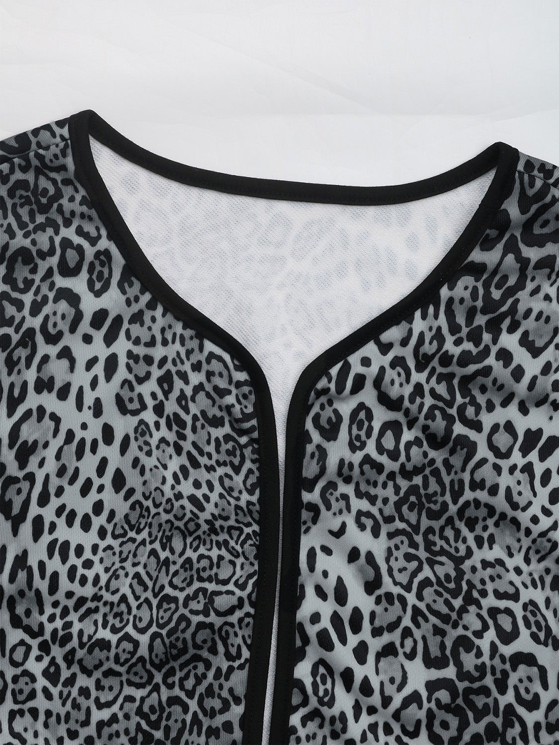 Perfee Leopard Open Front Long Sleeve Jacket - Flip Flop Dynasty