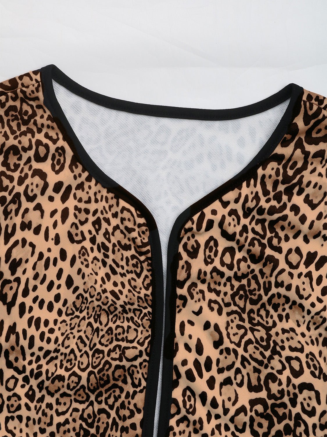 Perfee Leopard Open Front Long Sleeve Jacket - Flip Flop Dynasty