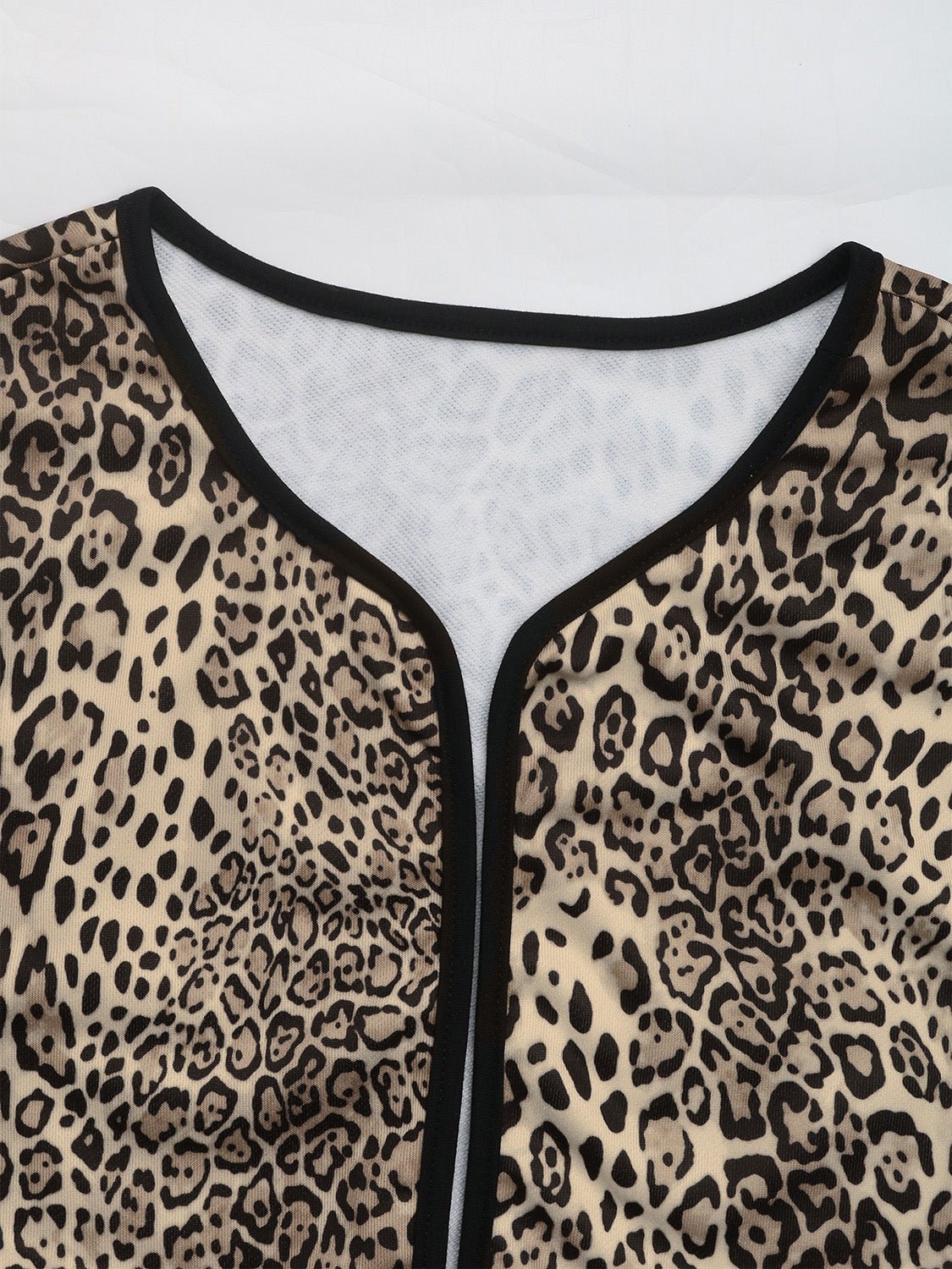 Perfee Leopard Open Front Long Sleeve Jacket - Flip Flop Dynasty