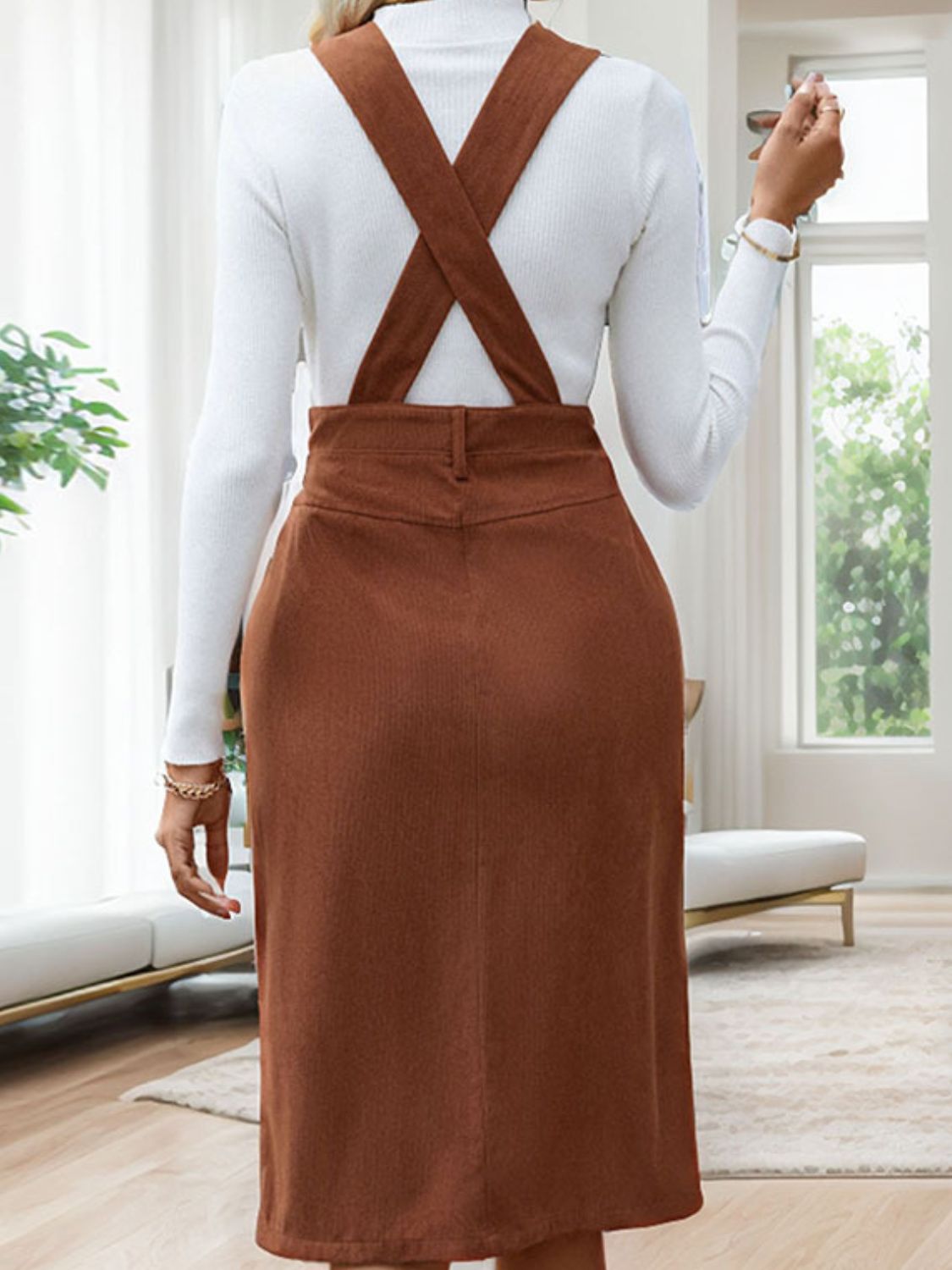 Perfee Slit Overall Dress with Pockets - Flip Flop Dynasty