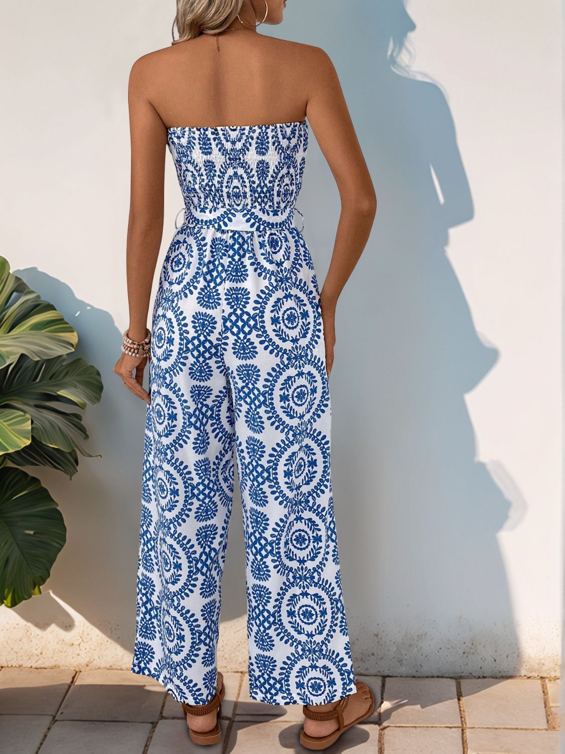 Perfee Smocked Tube Wide Leg Jumpsuit - Flip Flop Dynasty