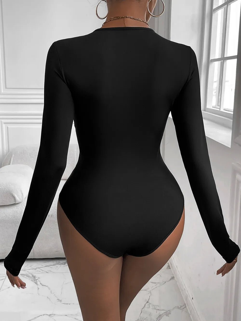 Perfee Twisted Round Neck Long Sleeve Bodysuit - Flip Flop Dynasty