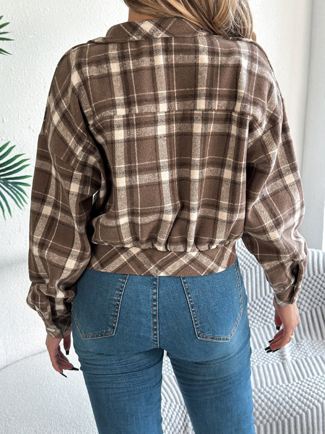 Plaid Button Up Long Sleeve Jacket - Flip Flop Dynasty