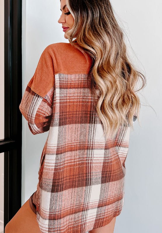 Plaid Button Up Long Sleeve Jacket - Flip Flop Dynasty