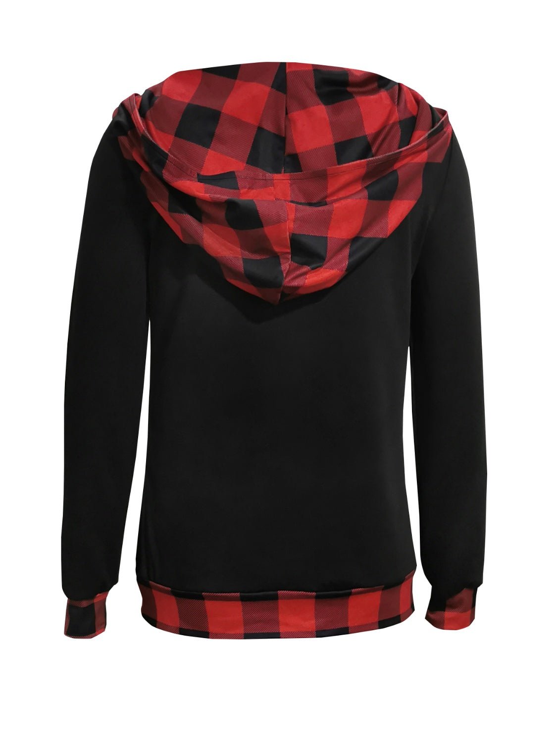 Plaid Long Sleeve Hooded Blouse - Flip Flop Dynasty