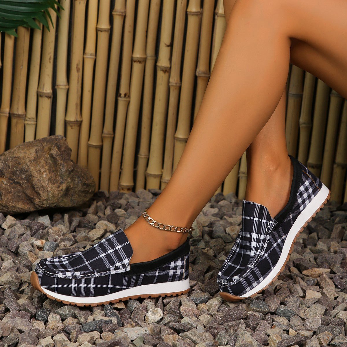 Plaid Round Toe Slip - Ons - Flip Flop Dynasty