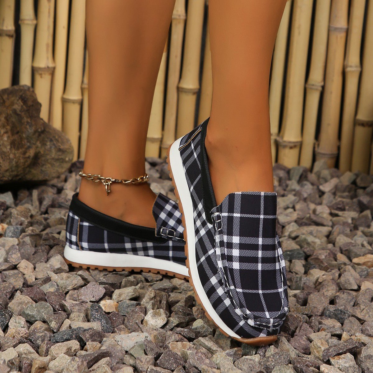 Plaid Round Toe Slip - Ons - Flip Flop Dynasty