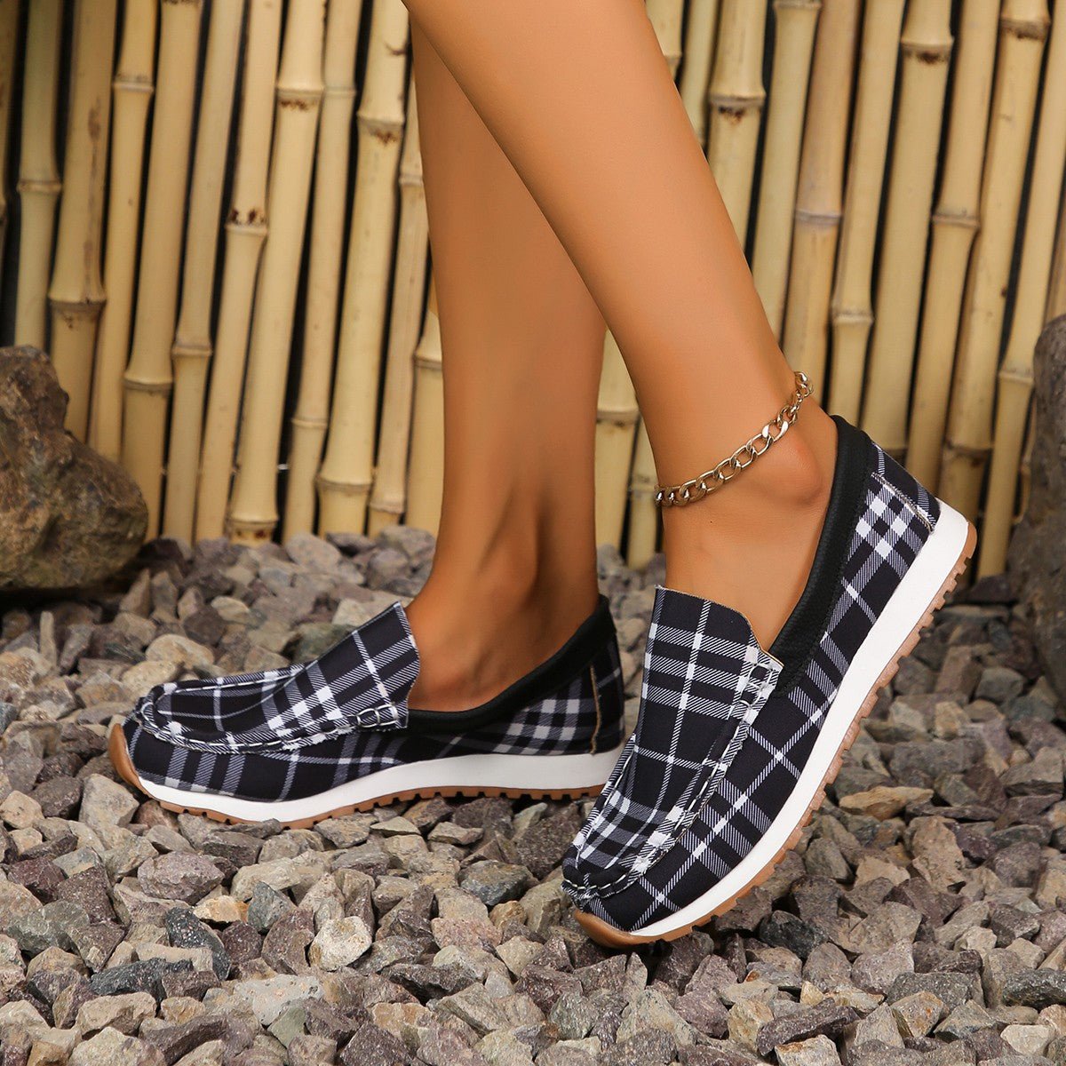 Plaid Round Toe Slip - Ons - Flip Flop Dynasty