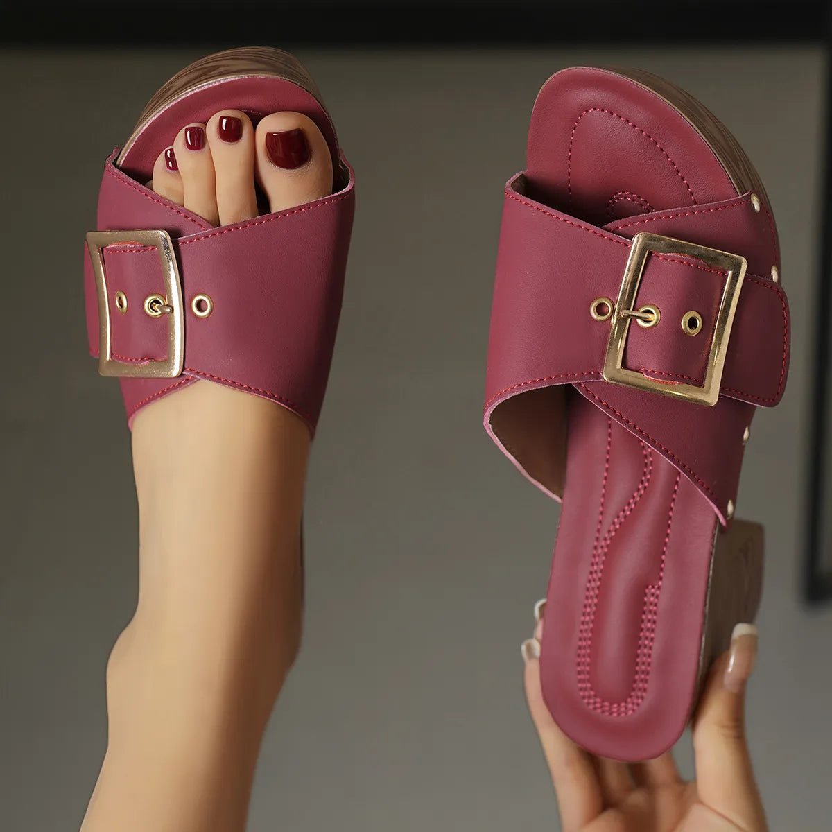 Platform Block Heel Buckle Sandals - Flip Flop Dynasty