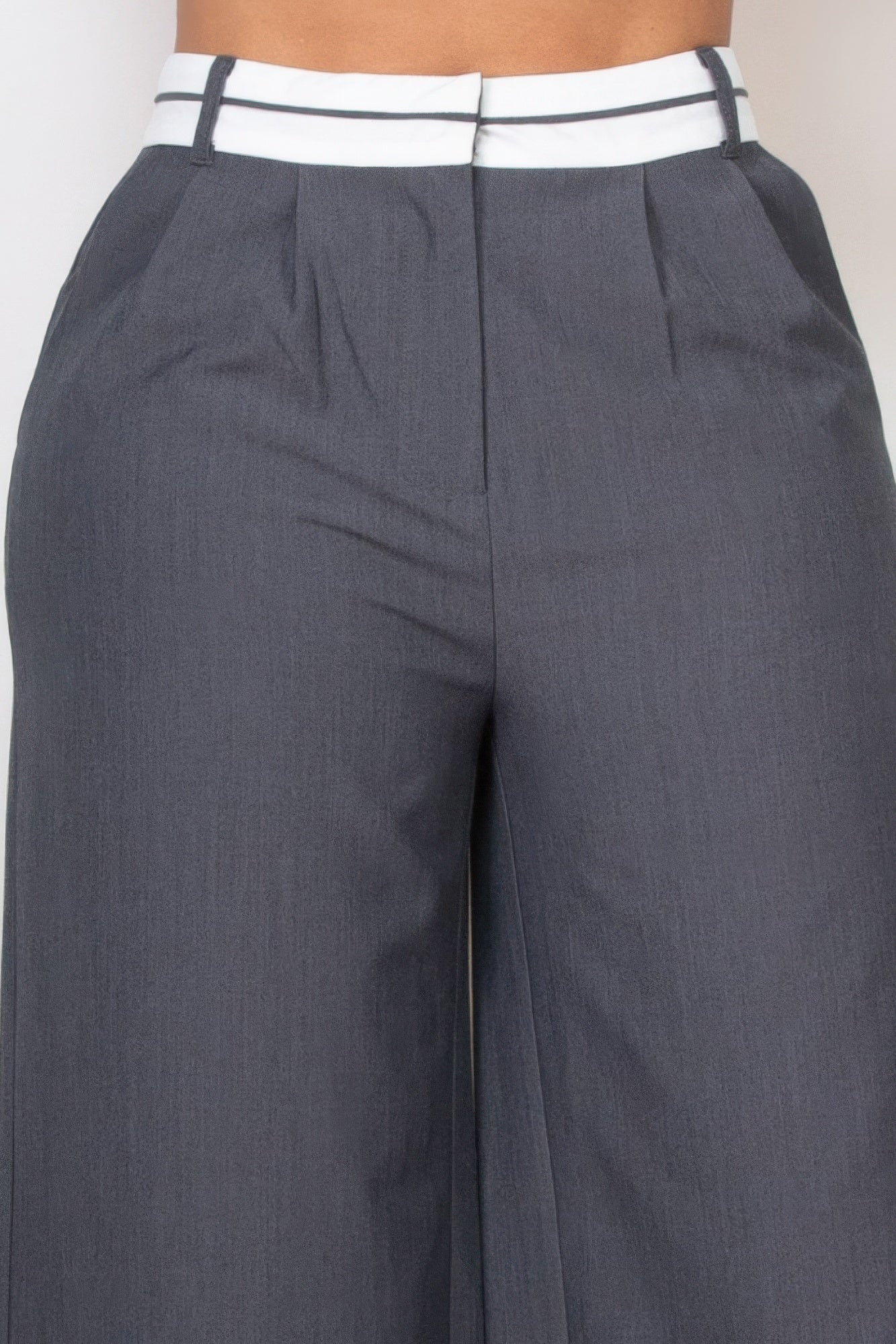 Pleated Double Waistband Pants - Flip Flop Dynasty