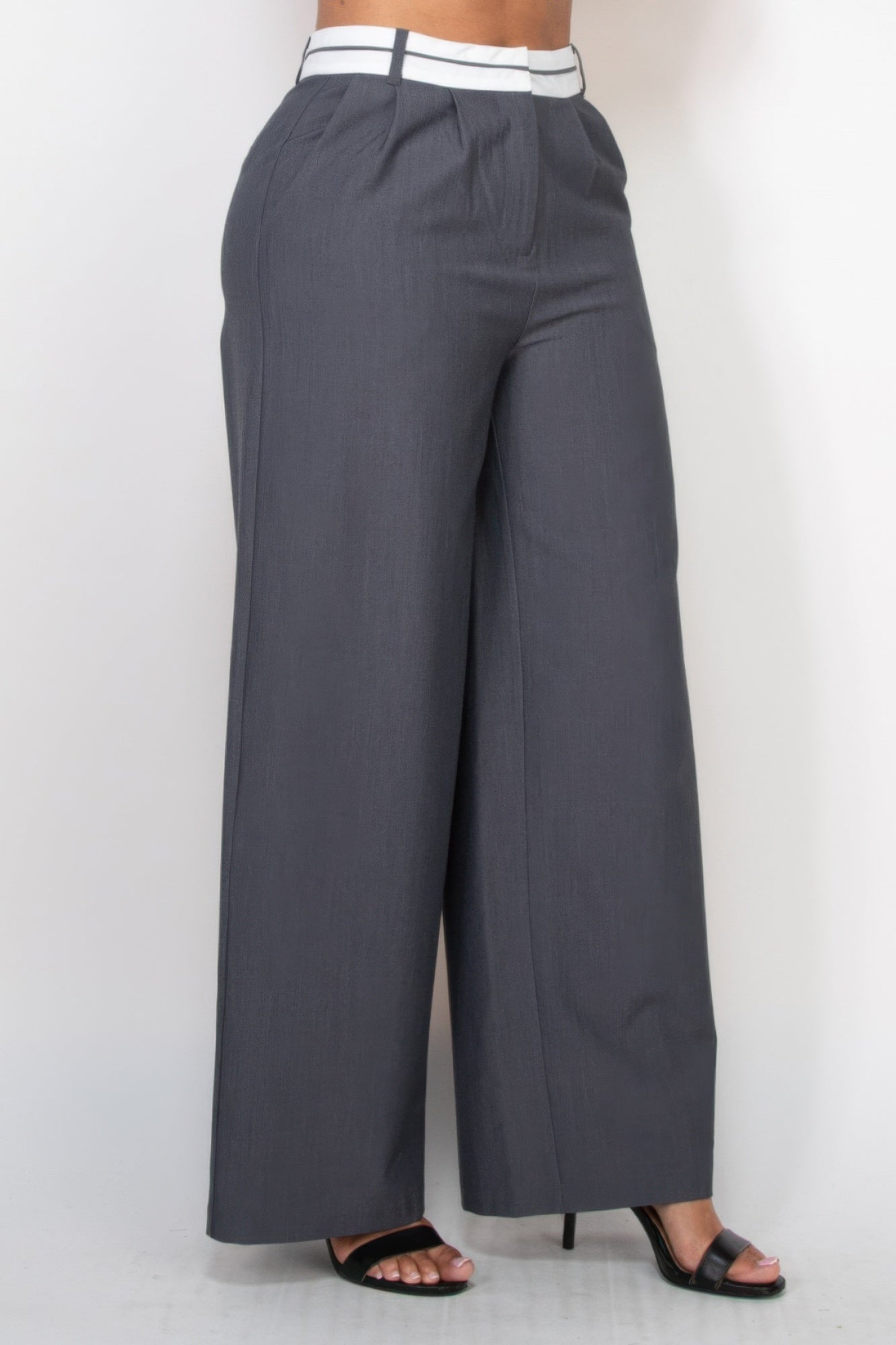 Pleated Double Waistband Pants - Flip Flop Dynasty