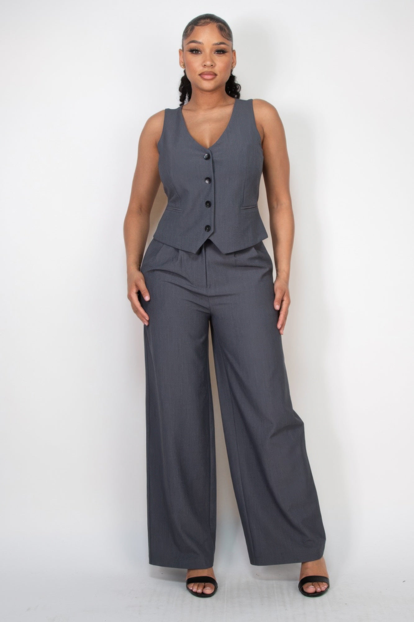 Pleated Double Waistband Pants - Flip Flop Dynasty