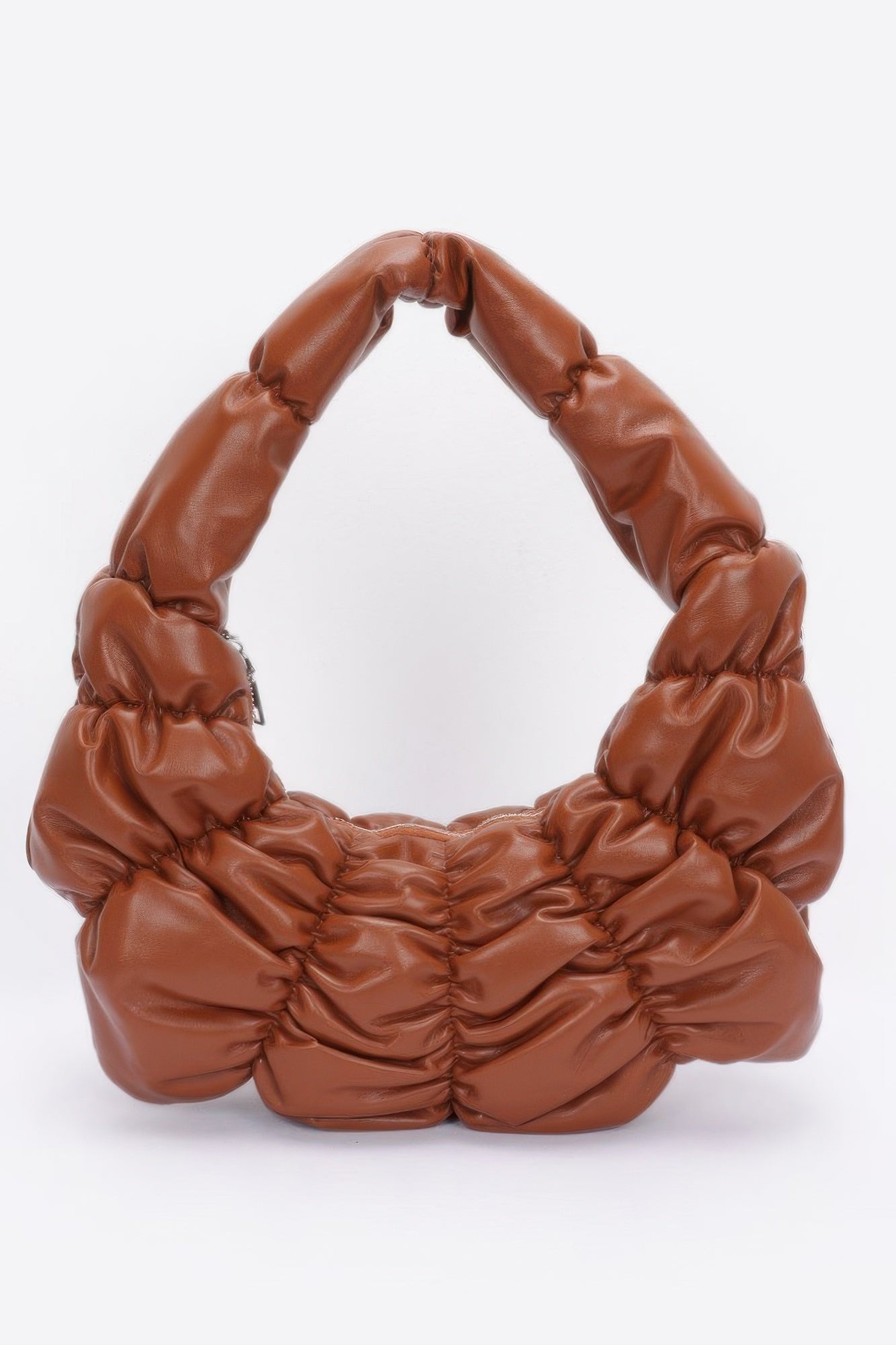 Pleated Faux Leather Shoulder Bag - Flip Flop Dynasty