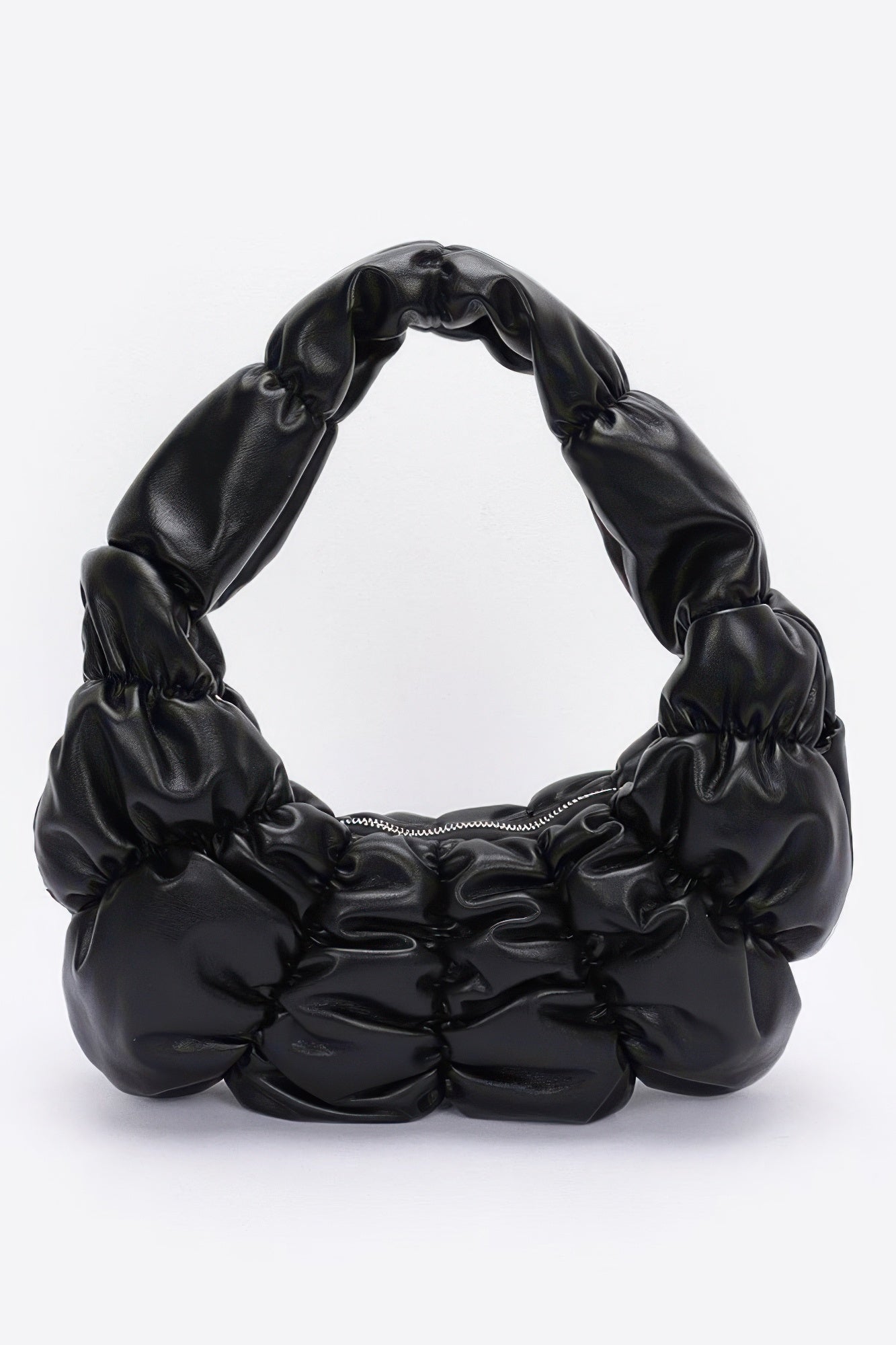 Pleated Faux Leather Shoulder Bag - Flip Flop Dynasty