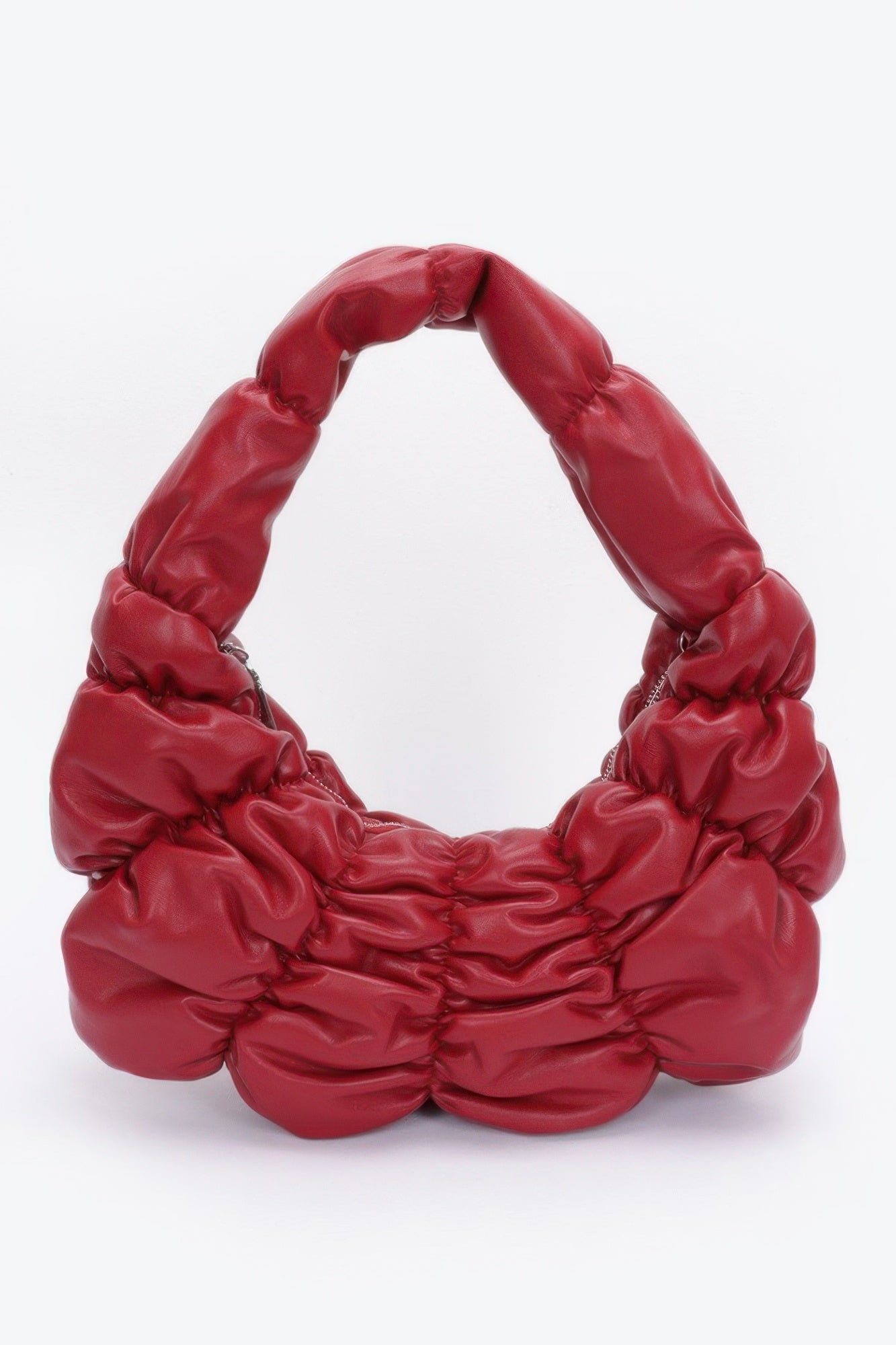 Pleated Faux Leather Shoulder Bag - Flip Flop Dynasty