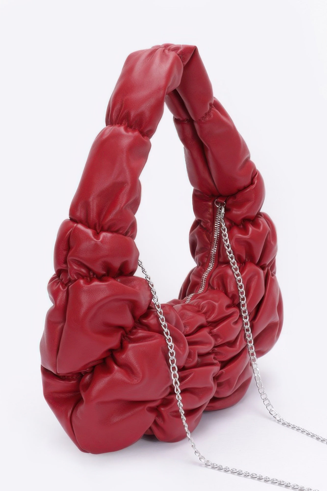 Pleated Faux Leather Shoulder Bag - Flip Flop Dynasty