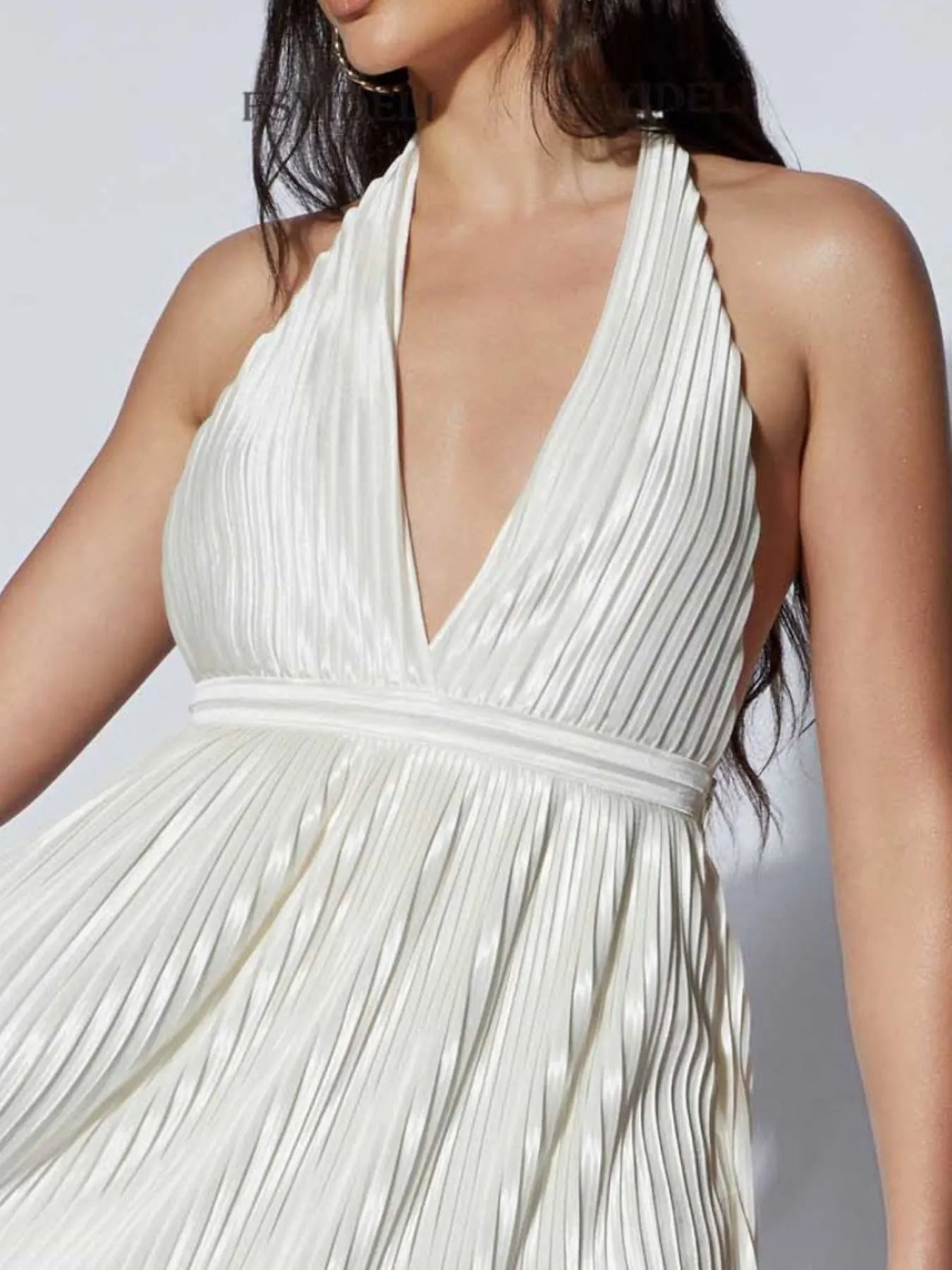 Pleated Halter Neck Mini Dress - Flip Flop Dynasty