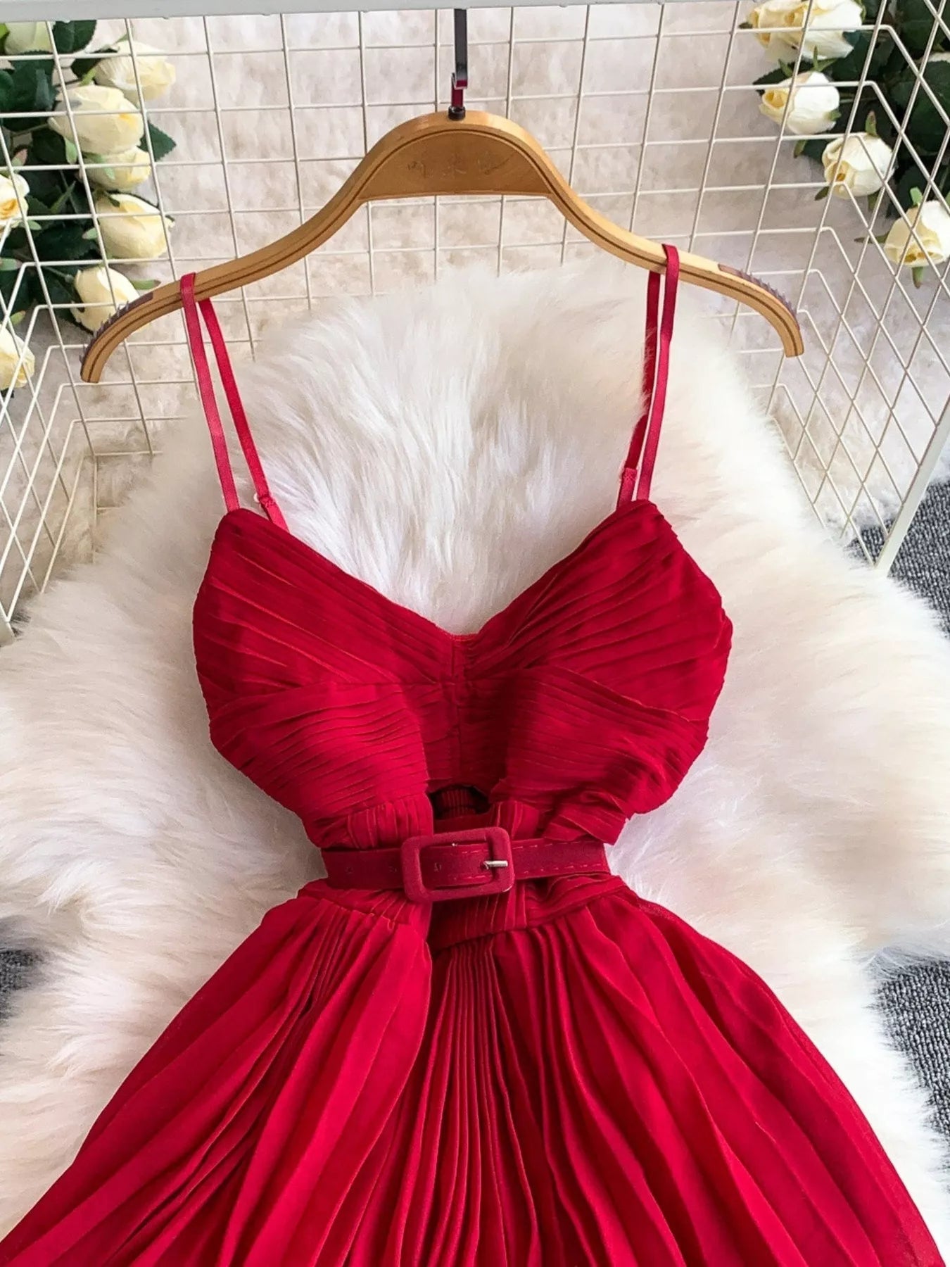 Pleated Layered Spaghetti Strap Midi Dress - Flip Flop Dynasty