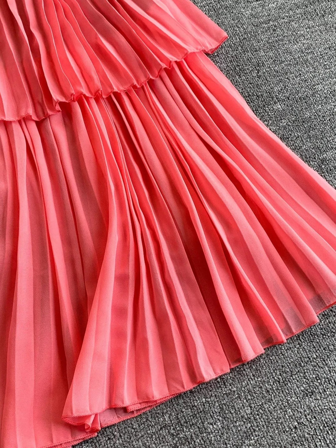 Pleated Layered Spaghetti Strap Midi Dress - Flip Flop Dynasty