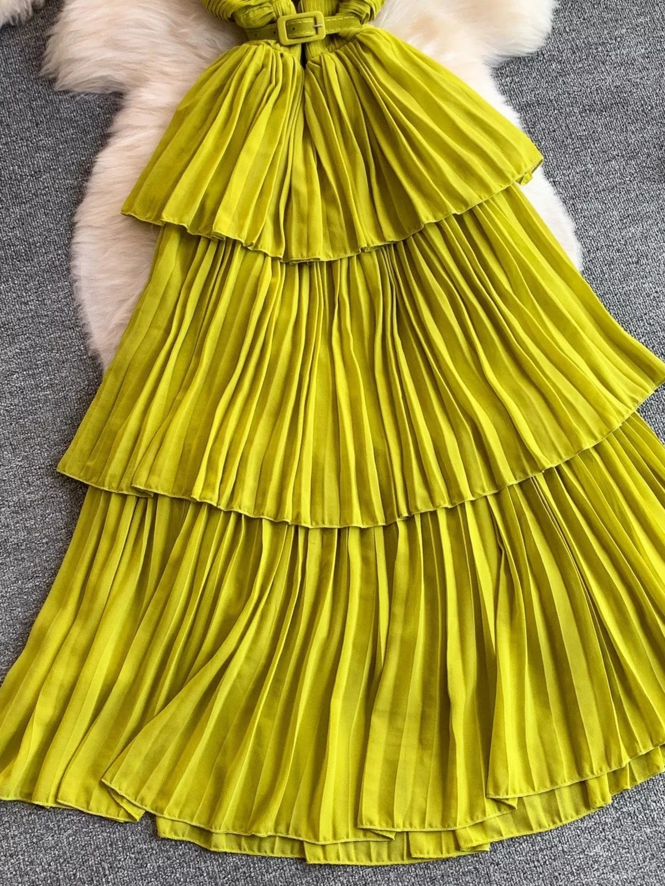 Pleated Layered Spaghetti Strap Midi Dress - Flip Flop Dynasty