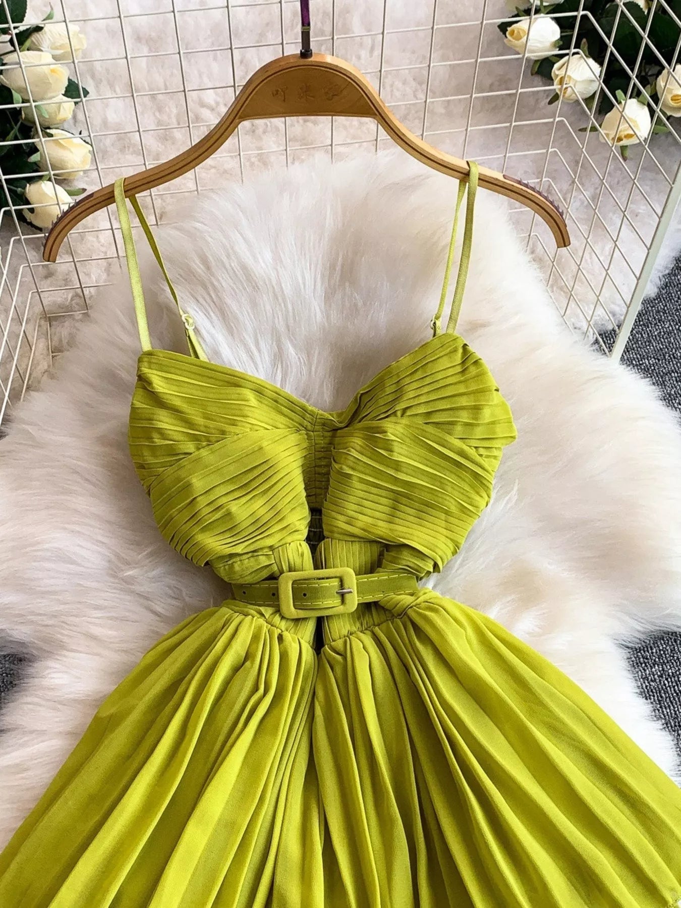 Pleated Layered Spaghetti Strap Midi Dress - Flip Flop Dynasty