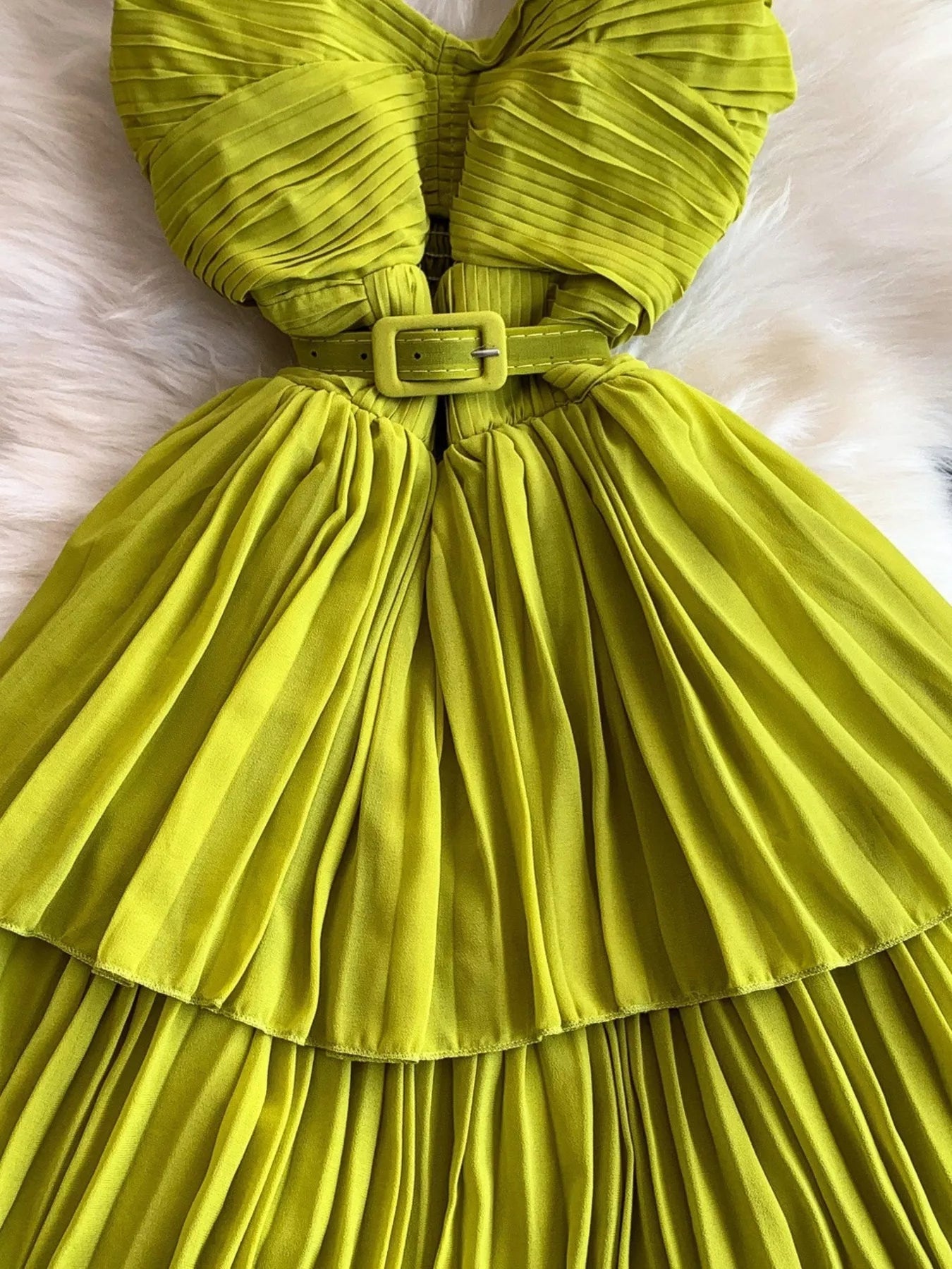 Pleated Layered Spaghetti Strap Midi Dress - Flip Flop Dynasty