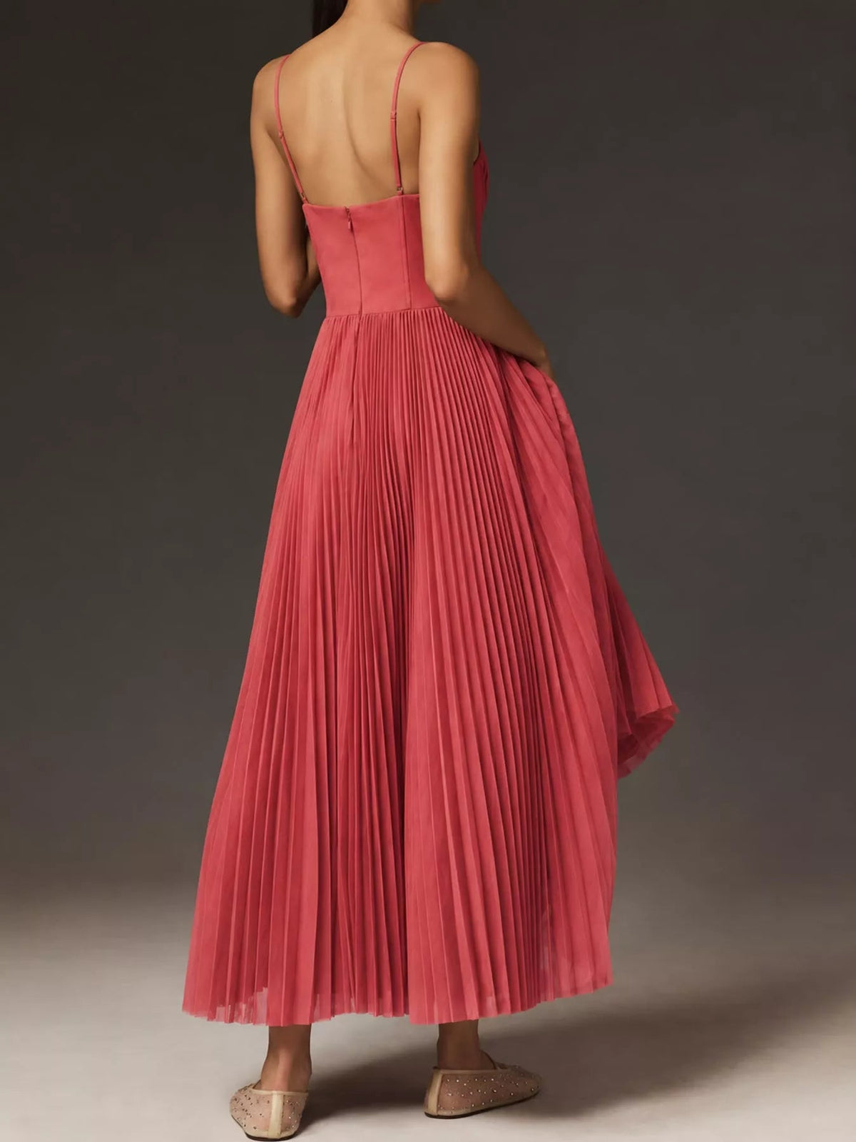 Pleated Sweetheart Neck Midi Dress - Flip Flop Dynasty