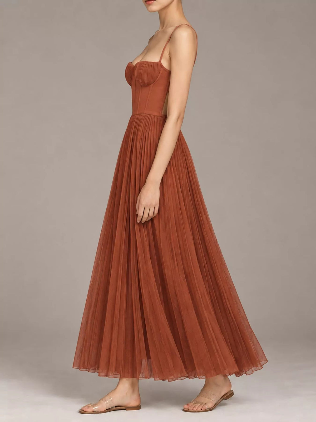 Pleated Sweetheart Neck Midi Dress - Flip Flop Dynasty