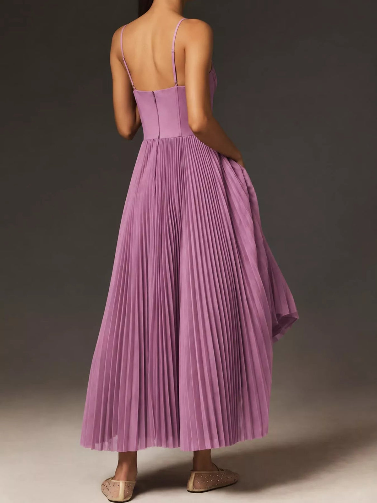 Pleated Sweetheart Neck Midi Dress - Flip Flop Dynasty