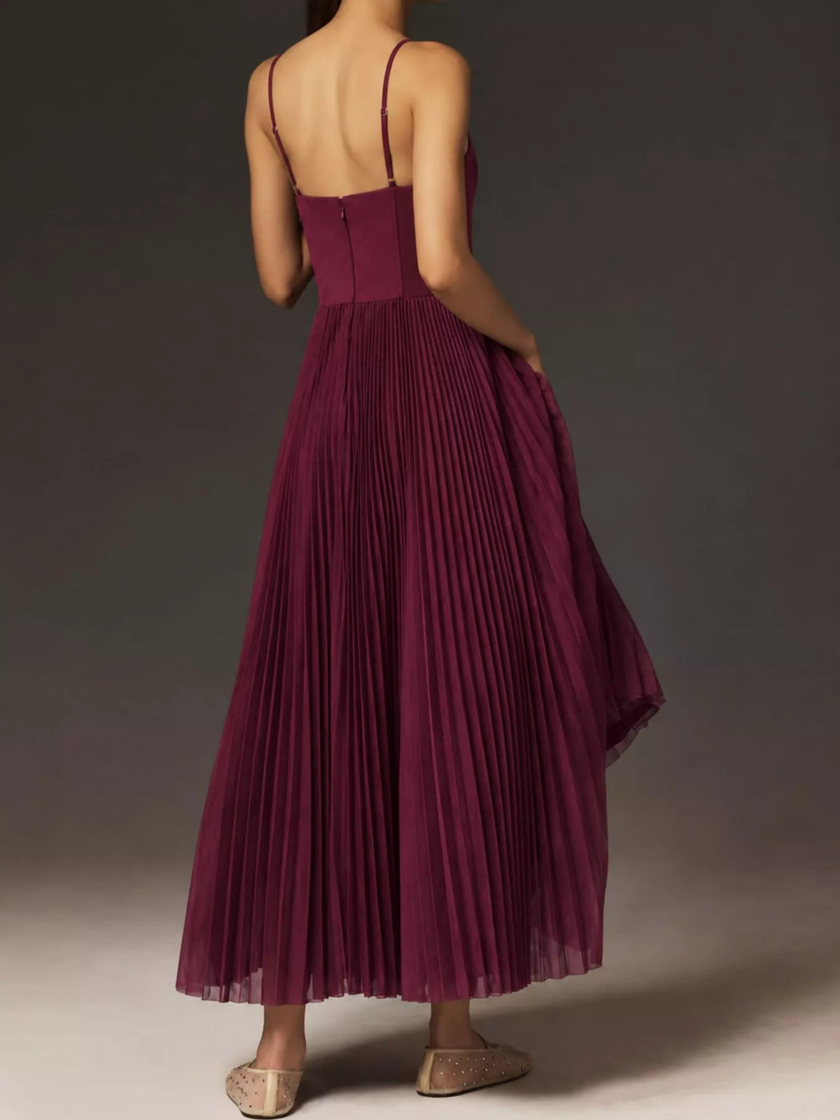 Pleated Sweetheart Neck Midi Dress - Flip Flop Dynasty