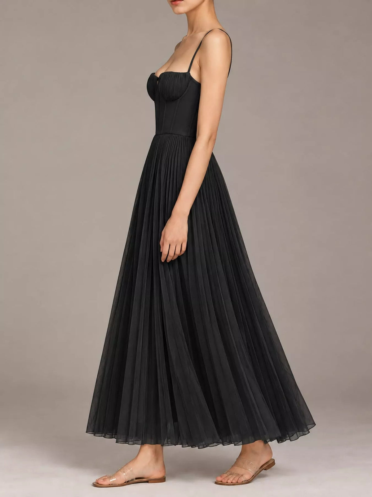 Pleated Sweetheart Neck Midi Dress - Flip Flop Dynasty