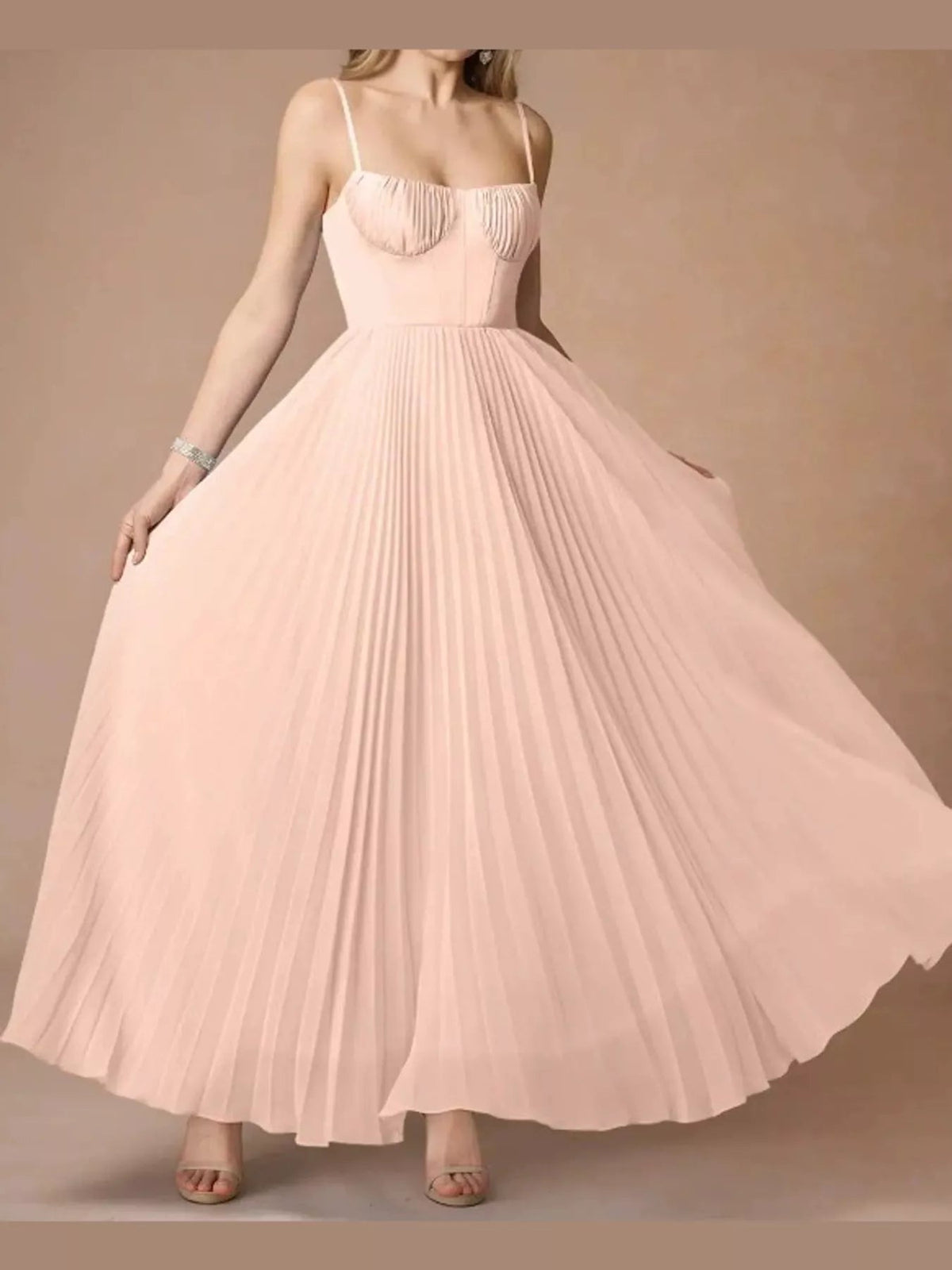 Pleated Sweetheart Neck Midi Dress - Flip Flop Dynasty