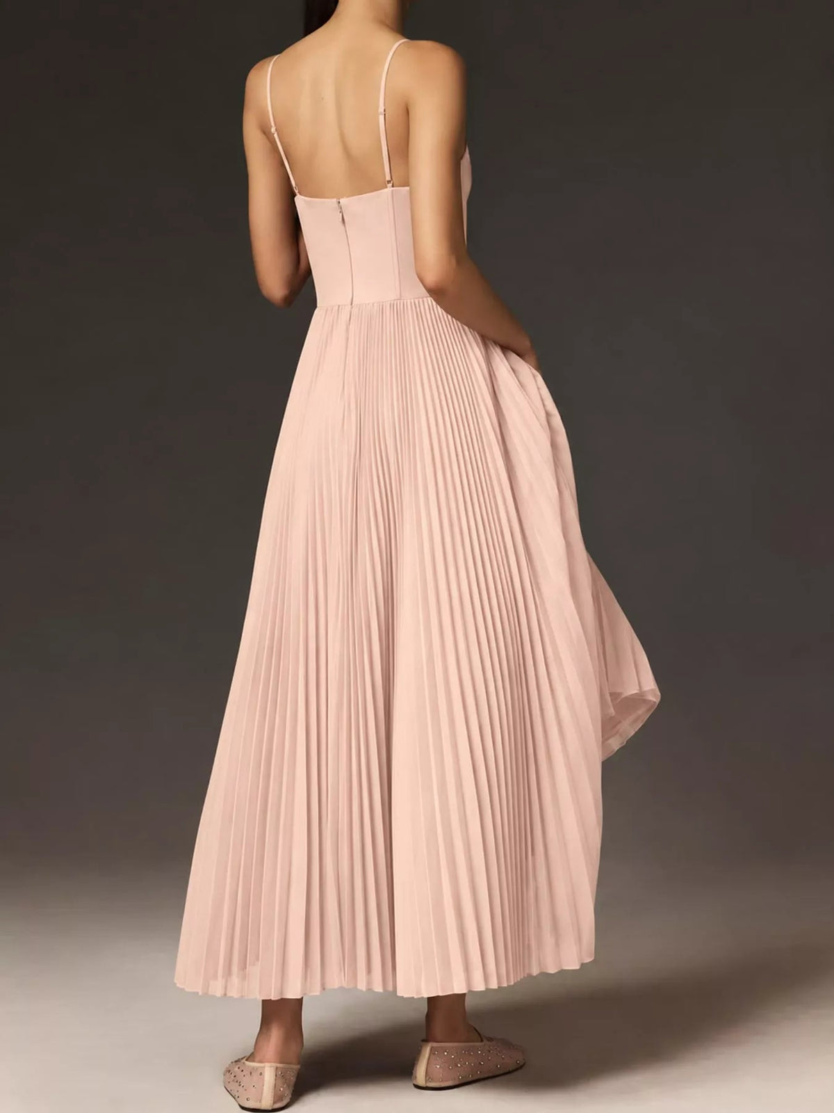Pleated Sweetheart Neck Midi Dress - Flip Flop Dynasty