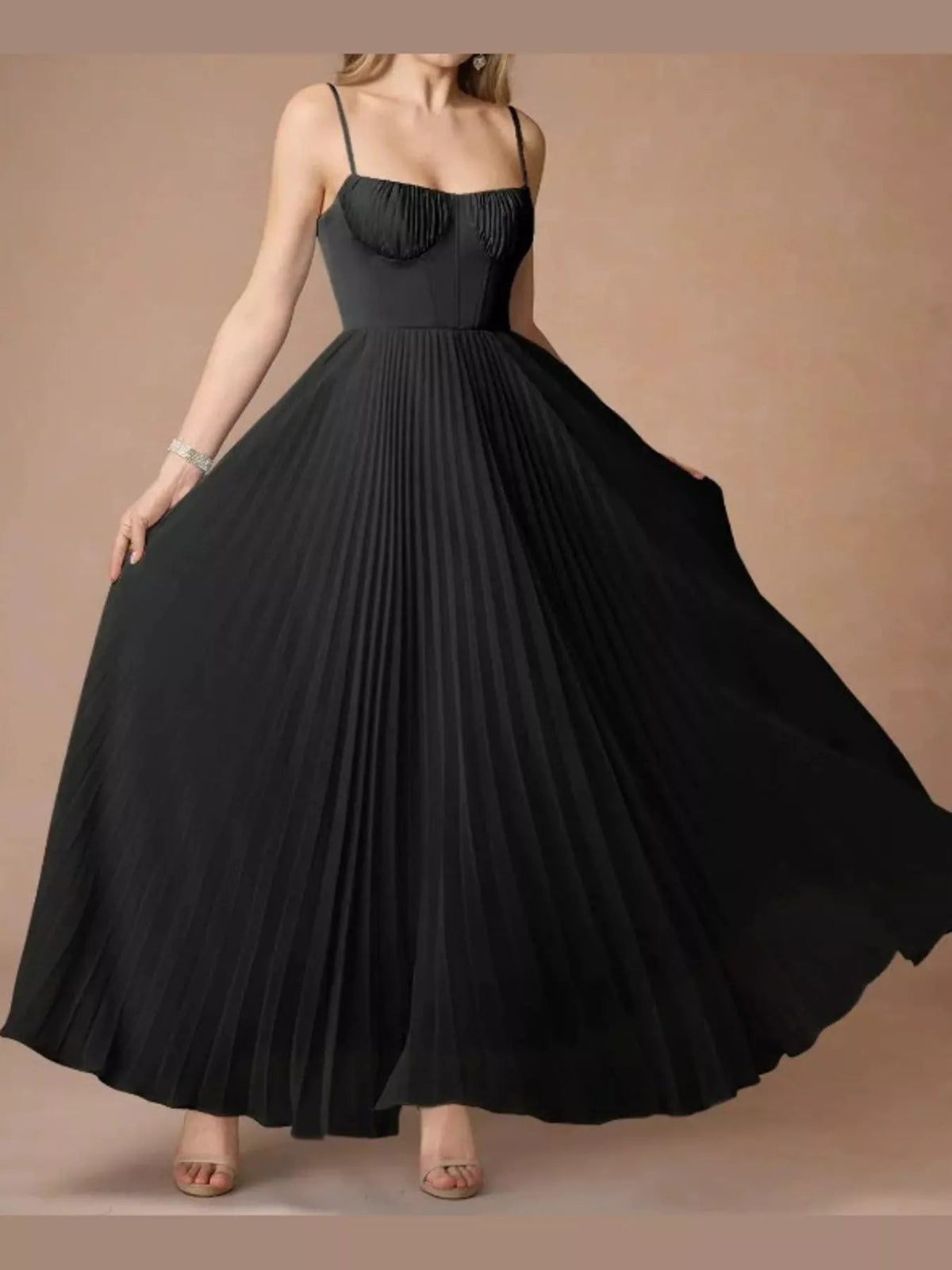 Pleated Sweetheart Neck Midi Dress - Flip Flop Dynasty