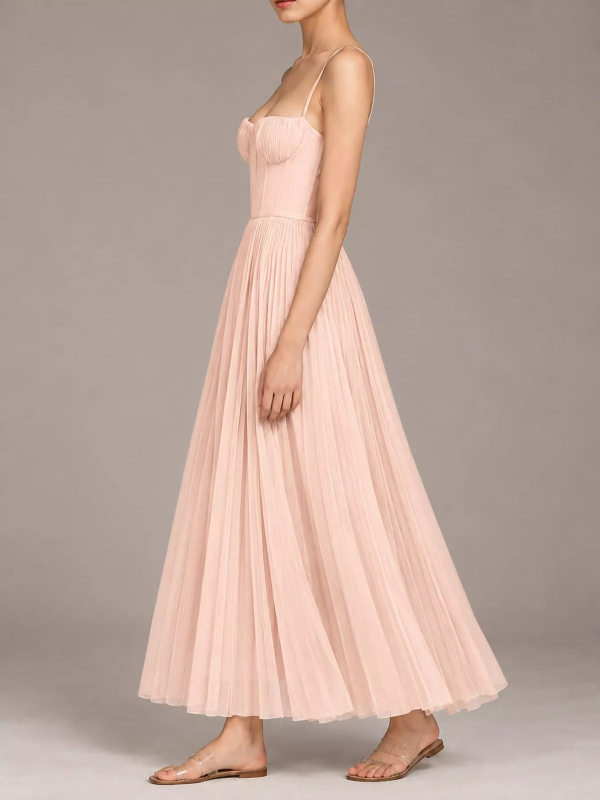 Pleated Sweetheart Neck Midi Dress - Flip Flop Dynasty