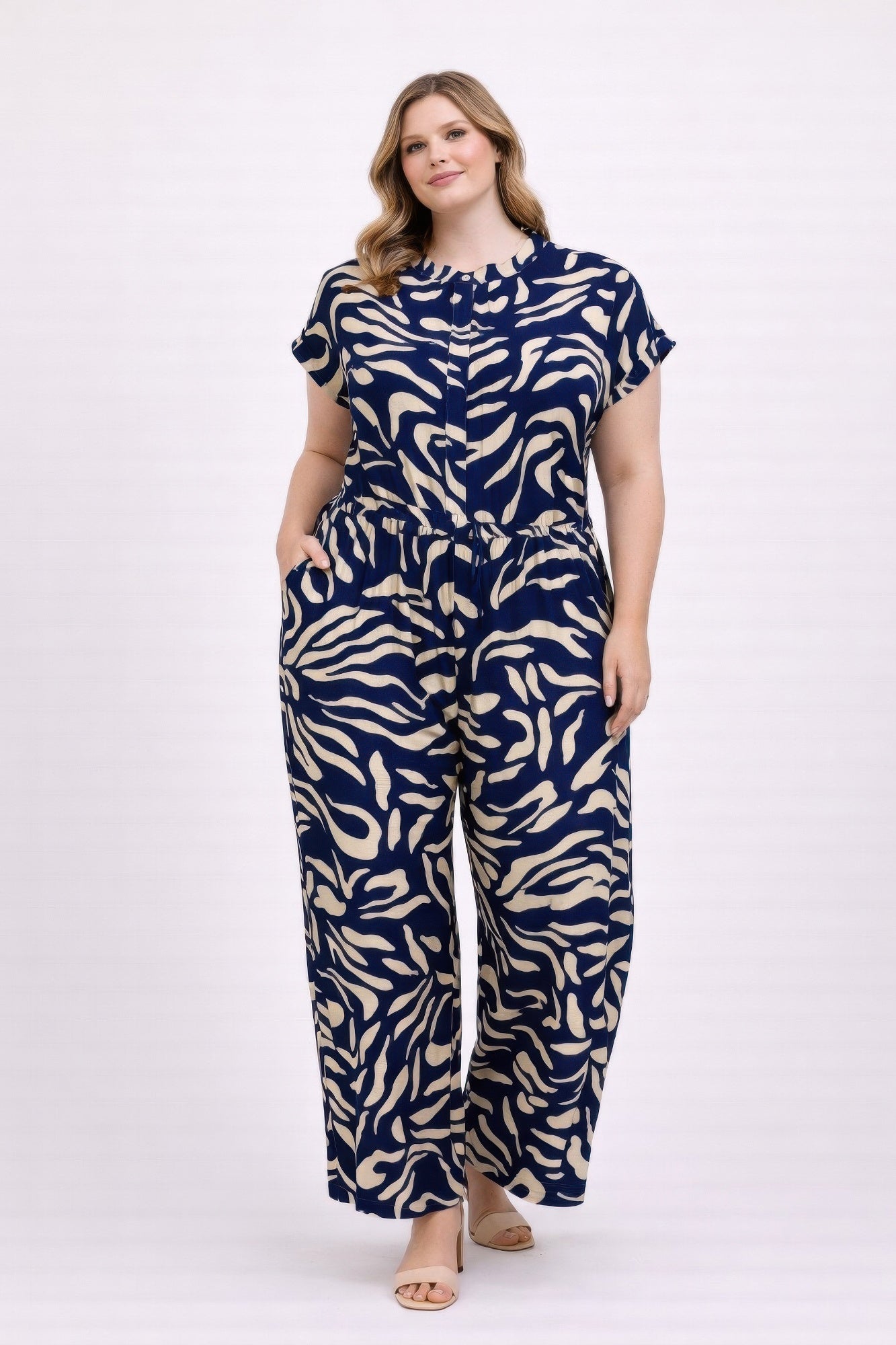 Plus Size Abstract Print Jumpsuit - Flip Flop Dynasty