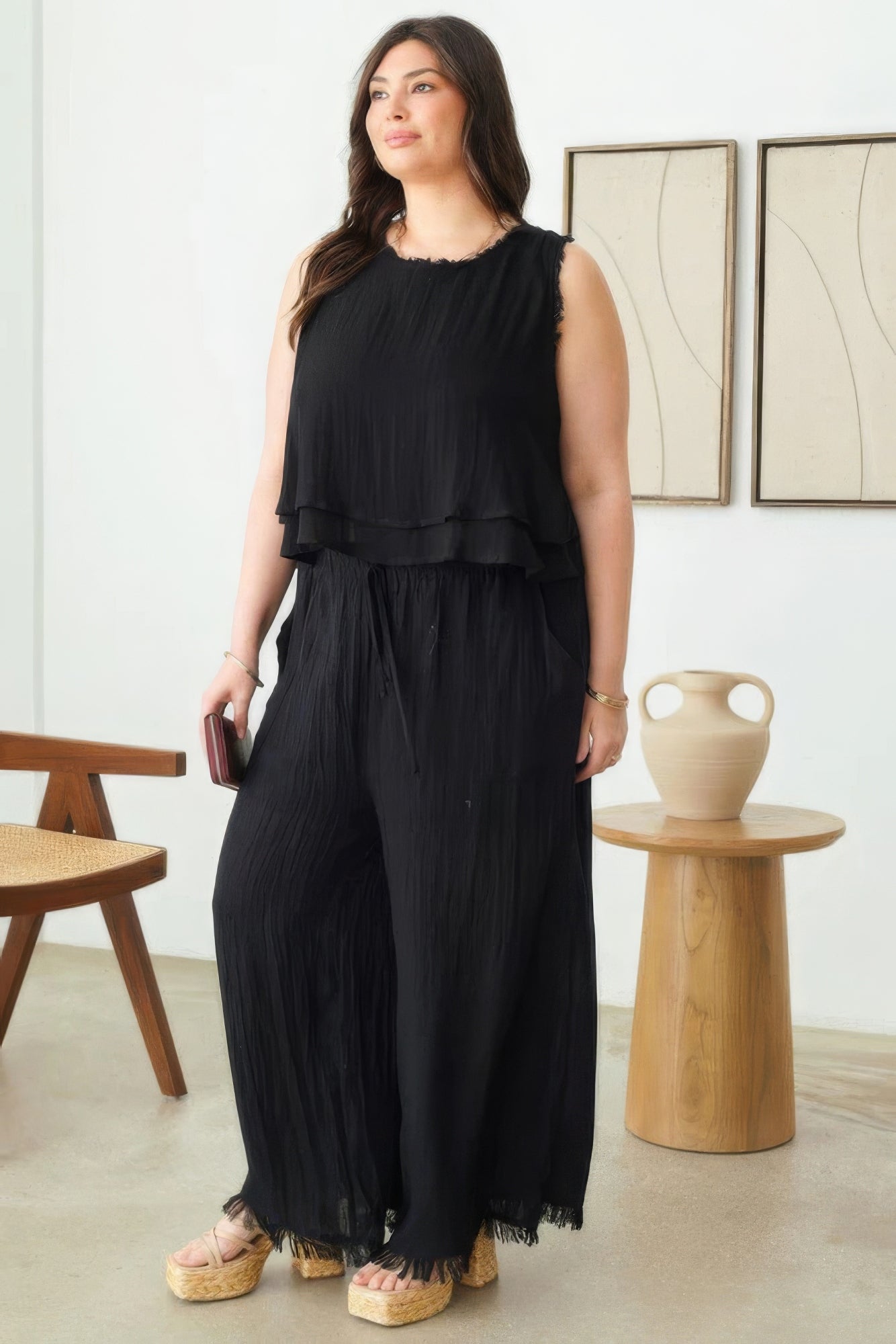 Plus Size Boho Sleeveless Frayed Hem Top - Flip Flop Dynasty
