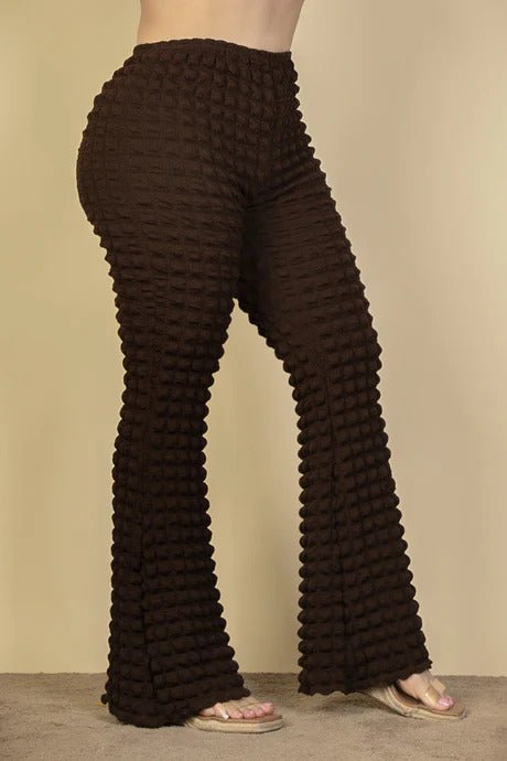 Plus Size Bubble Fabric Flare Pants - Flip Flop Dynasty