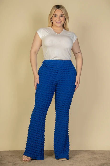 Plus Size Bubble Fabric Flare Pants - Flip Flop Dynasty