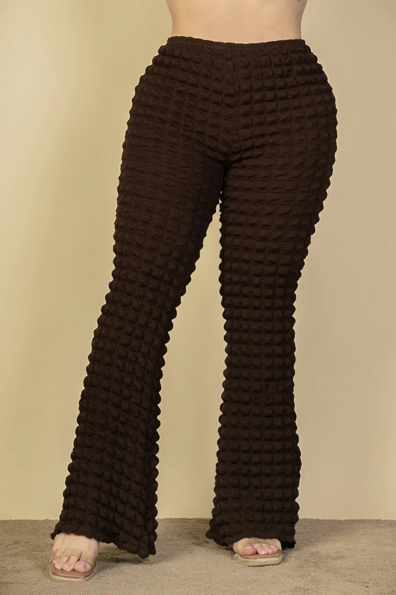 Plus Size Bubble Fabric Flare Pants - Flip Flop Dynasty