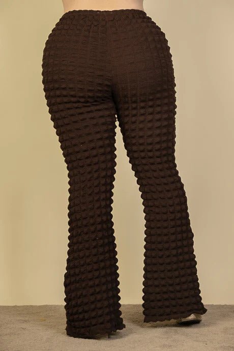 Plus Size Bubble Fabric Flare Pants - Flip Flop Dynasty