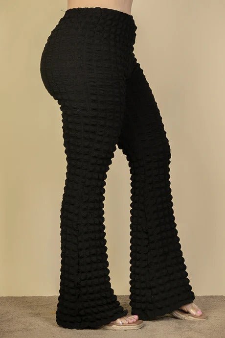 Plus Size Bubble Fabric Flare Pants - Flip Flop Dynasty