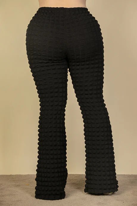 Plus Size Bubble Fabric Flare Pants - Flip Flop Dynasty