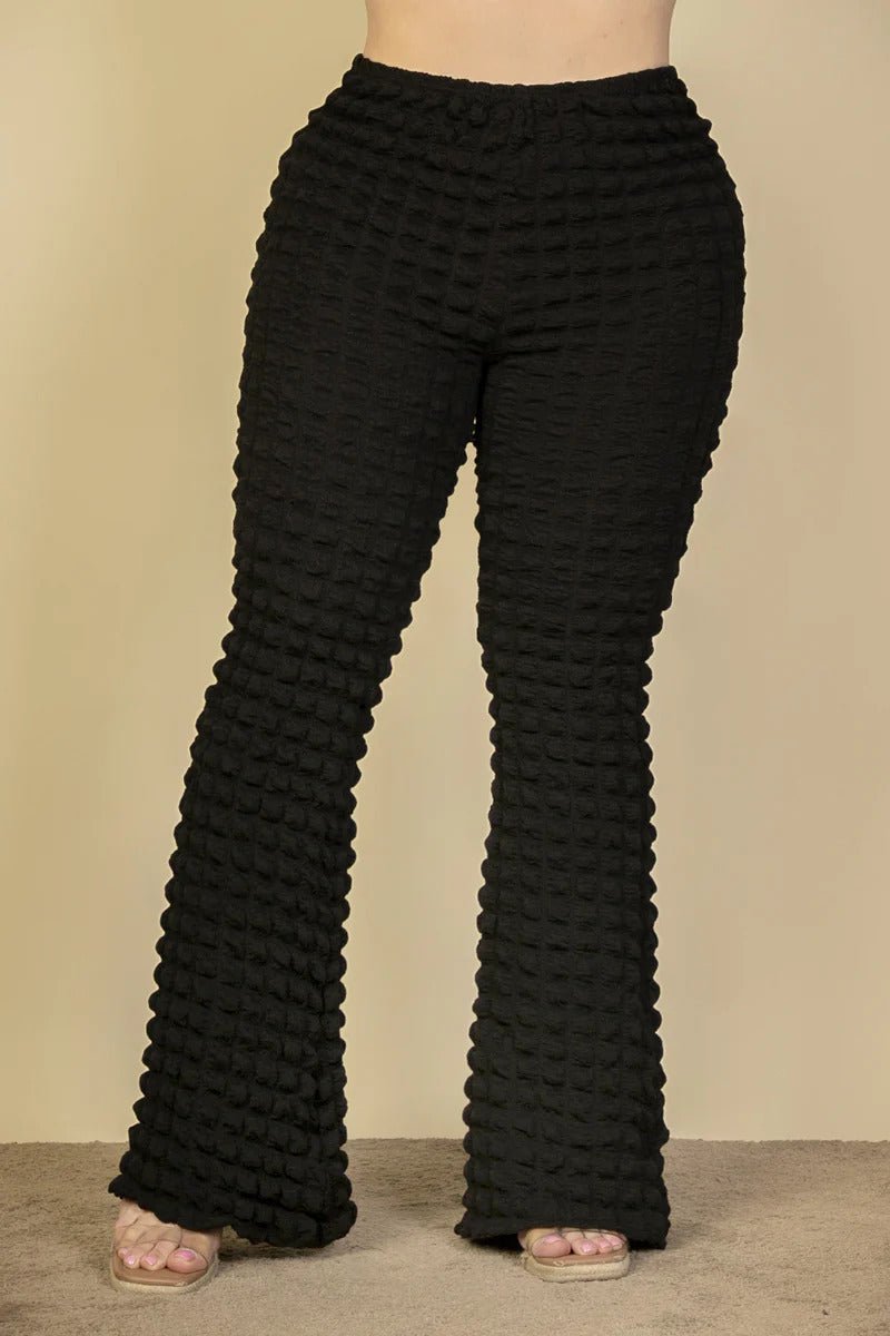 Plus Size Bubble Fabric Flare Pants - Flip Flop Dynasty